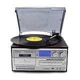 Versatile Multifunctional Vintage Phonograph 3 Speed Adjustable Vinyl Record Player with Record Player CD Cassette FM/AM Radio