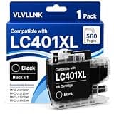 VLVLLNK LC401XL LC401 Black Ink Cartridges Compatible for Brother LC 401XL 401 XL LC 401 to use with Brother MFC-J1010DW MFC-J1170DW MFC-J1012DW MFC-J1800DW Printer