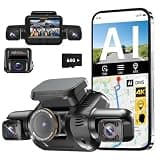 HUPEJOS AI 4K Dash Cam Front and Rear, 4 Channel 360° View Camera for Car
