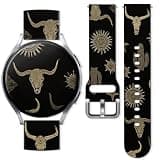 20mm Sport Band Compatible with Samsung Galaxy Watch 6 5 4, Watch 6 4 Classic, Watch 5 Pro 45mm, Active 2, Soft Silicone Waterproof Quick Release Strap for Men Women, cute cow head