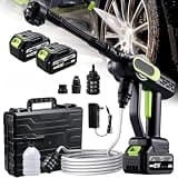 Portable Pressure Washer Cordless, 1800 Psi Battery Powered Handheld Power Cleaner with 6-in-1 Nozzle, 16.5ft Hose, 2x3.0ah Batteries for Car Patio Garden Outdoor Cleaning (Black)