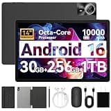 URAO Tablet|14 inch Android 16 Tablet|30GB RAM 256GB ROM |1920 * 1200 IPS FHD|10000mAh 30W Fast Charging|Octa-core Processor|Wi-Fi 6, BT 5.4|Dual Camera with Gemini AI|Keyboard|Stylus|Case|Headphone