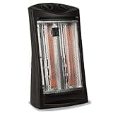 BLACK+DECKER Infrared Radiant Quartz Tower Heater, 1500W Space Heater with Adjustable Thermostat, Portable Heater with 2 Settings, Personal Heater for Home and Office, BHTI06, Black