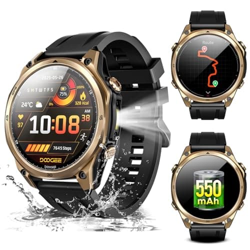 POPUX Anywise W1 GPS Smart Watches for Men, 6 Satellite Positioning, 50M Waterproof Fitness Tracker, 1.43'' Ai Mens Smart Watch for Android Phone/iPhone Compatible,Answer/Make Call/12 Days Battery
