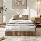 Garvee Twin Bed Frame, Wood Platform Bed with Fluted Design, Low Profile BedFrame, Minimalist Bed Base with Noise-Free, Easy Assembly, No Box Spring Needed, Walnut