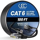 Ultra Clarity Cables 10Gbps Cat 6 Ethernet Cable 100 ft,Outdoor&Indoor Ethernet Cable, High Speed Cat6 Cable RJ45 LAN Internet Cable for Computer, Router, Modem, PS4/5, Xbox, Gaming- Black