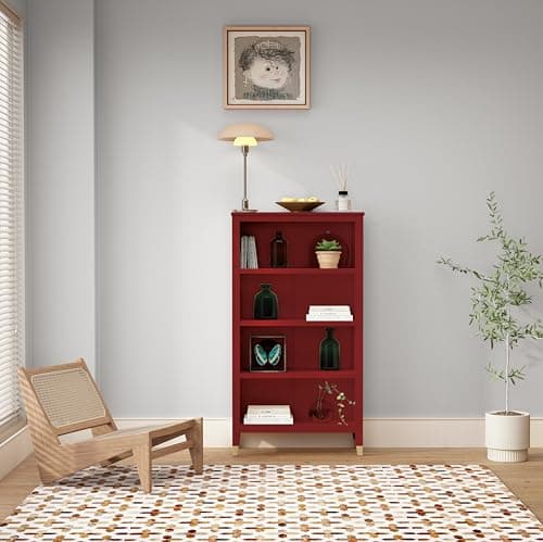 Greener Valley Bookcase with 4 Shelves - Medium - B308 (Red)