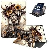 LYHXLYJH Case for Samsung Galaxy Tab A11+/A11 Plus 11 inch 2025,360 Degree Rotating Smart Cover Case with S Pen Holder & Auto Sleep/Wake-Sunflower Highland Cattle