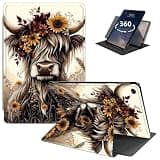 LYHXLYJH Case for Samsung Galaxy Tab A11+/A11 Plus 11 inch 2025,360 Degree Rotating Smart Cover Case with S Pen Holder & Auto Sleep/Wake-Sunflower Highland Cattle
