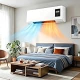Wall Mounted Air Conditioner Fan with Remote Control, 1800W Electric Space Heater & Cooling Fan Combo, PTC Fast Heating, LED Display, 8H Timer, Quiet Indoor Heater for Bedroom, Office, RV