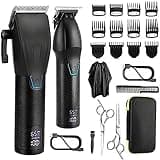 Barber Scissors 2PCS Hair Clippers for Men,Professional Cutting Kit,Cordless Clipper and T-Blade Beard Trimmer Set