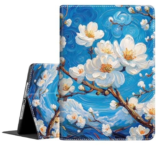 Case for iPad Air13 inch 2024 iPad Pro 12.9 inch 6th/5th/4th/3rd Case,iPad Pro 12.9" 2022/2021/2020/2018, Multi-Angle Smart Stand Cover Auto Sleep/Wake, Almond Blossom Watercolor Flowers