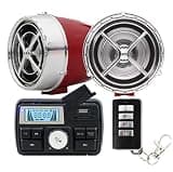 Shinnous Motorcycle Bluetooth Stereo Speakers,ATV UTV Amplifier Sound System for Motorcycle,Electric Bike Marine Boat,Golf Cart,Weatherproof (3 inches Speakers,Silver Star) (Red+Silver)