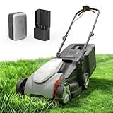 Litheli 14 Inch Cordless Lawn Mower, Brushless Motor Push Mower with Zero Maintenance, 5.0Ah Battery & Charger, Cuts up to 3500 Sq. Ft, 5-Position Height Adjustment (1-2.5 in), Lightweight Design