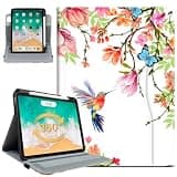Rotating iPad Air 11-Inch Case M4/M3/M2, Case for iPad Air 5th/4th Generation 10.9 Inch,360 Swivel Multi-Angle Adjustable Stand Pencil Holder/Pocket/Hand Strap iPad Pro 11-inch case, Hummingbird