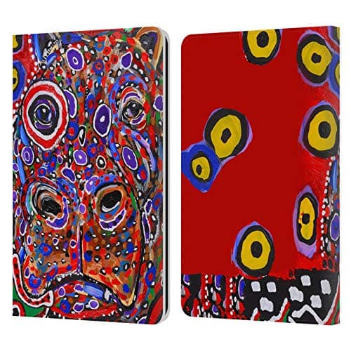 Head Case Designs Officially Licensed Mad Dog Art Gallery Hippo Animals Leather Wallet Case Compatible with Kindle Paperwhite 1/2 / 3