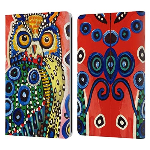 Head Case Designs Officially Licensed Mad Dog Art Gallery Owl Animals Leather Wallet Case Compatible with Kindle Paperwhite 1/2 / 3