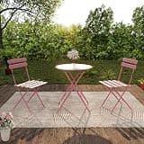 Seeheool 3 Pieces Folding Metal Bistro Set, Round Patio Table & 2 Foldable Chairs, Outdoor Small Space Balcony Yard Porch Dining Furniture