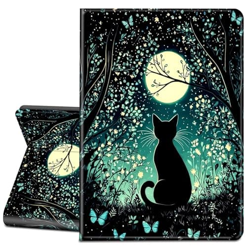 LYHXLYJH Case for 6" Kindle Paperwhite (10th Generation, 2018 Release)-Slim PU Leather Smart Cover with Auto Wake/Sleep for Kindle Paperwhite E-Reader,Forest Moon Black Cat