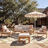 Christopher Knight Home Kayahs 5 Pieces Acacia Wood Furniture Set, Patio Conversation Sofa Chat Set with Coffee Table and Ottoman, Outdoor Sectional Sofa Set for Backyard Balcony, Teak Finish+Beige
