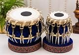 JPSK IMPEX Professional Steel Tabla Jodi with Premium Carry Bag, Special Tuning Hammer & Ring Set | Blue Velvet Finish | Handcrafted Indian Musical Instrument