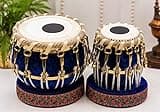 JPSK IMPEX Professional Steel Tabla Jodi with Premium Carry Bag, Special Tuning Hammer & Ring Set | Blue Velvet Finish | Handcrafted Indian Musical Instrument