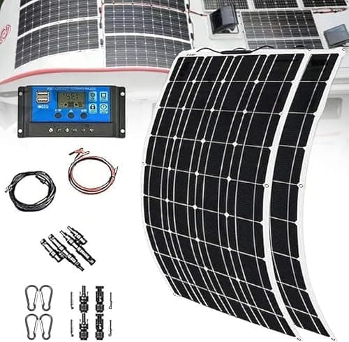 KZZAAO 600W Portable Flexible Solar Panel Kit, 12V-24V Monocrystalline Solar System with 40A Controller for Off-Grid Home