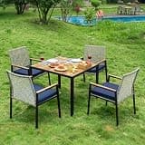 5-Piece Patio Furniture Set, Patio Table with Umbrella Hole, Light Gray