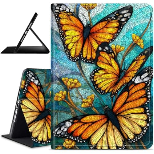 Dikoer for Amazon Kindle Fire HD 10/10 Plus 10.1" (13th/11th Generation 2023/2021) Case, Slim PU Leather Anti-Slip Multi-Angle Viewing Stand Shockproof Smart Cover for Travel Office, Yellow Butterfly
