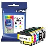 LC3033XXL Ink Cartridges 5-Pack Replacement for Brother LC3033 BK/C/M/Y Ink Cartridges LC3035 LC3033XXL High Yield for MFC-J995DW MFC-J805DW MFC-J815DW Printer (2 Black, 1 Cyan, 1 Magenta, 1 Yellow)