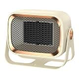 Portable PTC Space Heater, 90° Adjustable Angle, 1200W Fast Heating Electric Fan Heater, 2 Heat Modes, Wall & Desk Dual Use, Quiet Safe Small Heater for Bedroom Office