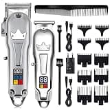 WTYBRMYO Two-piece All-Metal Hair Clipper Set Professional Beard Trimmer Powerful Electric Hair Clipper