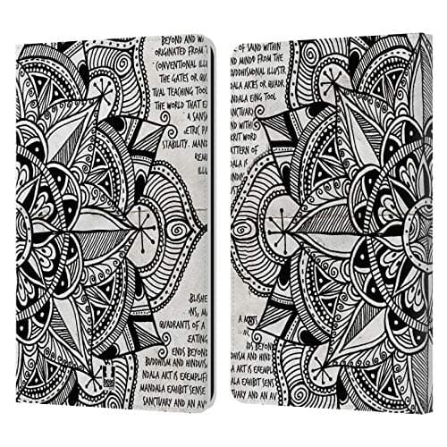 Head Case Designs Paper Mandala Doodles Leather Wallet Case Compatible with Kindle Paperwhite 1/2 / 3