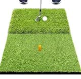 SAPLIZE 23" x 16" Foldable Golf Hitting Mat, 2-in-1 Golf Turf Grass Mat, Rough and Fairway for Hitting, Chipping and Putting Golf Practice and Training Mat for Indoor/Outdoor