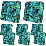 pickyNproud 8Pcs Patio Cushion Covers Stretch Outdoor Couch Cushions Slipcovers Replacement Washable Furniture Protector with Elastic Bottom Sofa Chair Seat Cover, Palm Leaves