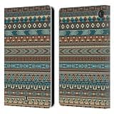 Head Case Designs Blue Amerindian Pattern Leather Wallet Case Compatible with Amazon Fire 7 2022