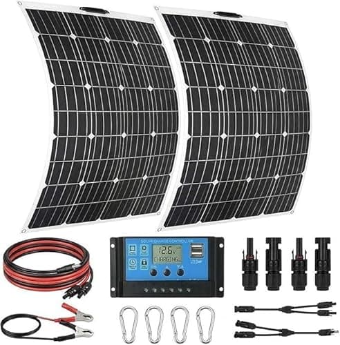 KZZAAO 400W Flexible Solar Panel Kit, 2X200w Monocrystalline Photovoltaic Panels with 50A MPPT Charge Controller, 30 Degree Bendable for RV