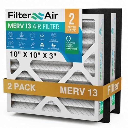 Filter X Air-10x10x3 MERV 13 Pleated Air filters with Black Sealing Gasket (2pcs), Replacement-Compatible with Zephyr VGF Series Whole House Return Grille Filter Home Air Filter 10”x10”x3”