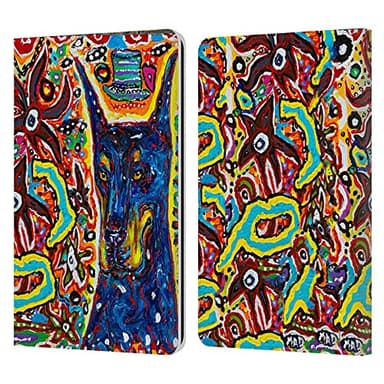Head Case Designs Officially Licensed Mad Dog Art Gallery Doberman Dog 5 Leather Wallet Case Compatible with Kindle Paperwhite 1/2 / 3