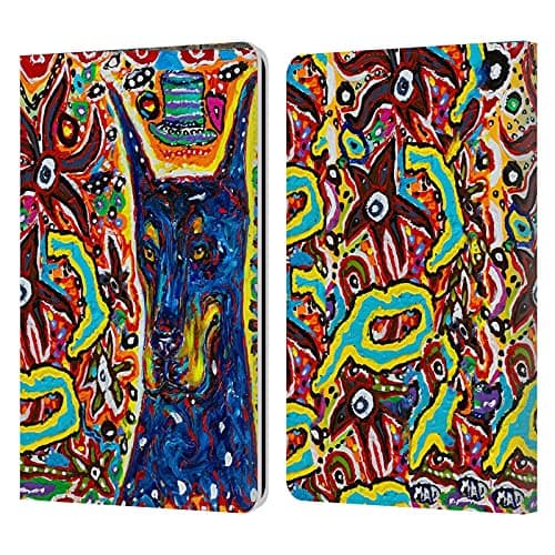 Head Case Designs Officially Licensed Mad Dog Art Gallery Doberman Dog 5 Leather Wallet Case Compatible with Kindle Paperwhite 1/2 / 3