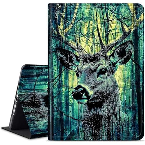 Dikoer for Samsung Galaxy Tab E 9.6" 2015 (SM-T560/T561/T565/T567) Tablet Case, Multiple Viewing Angles & Kickstand Back Case Drop Protection Smart Cover, Dark Green Deer