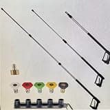 8.5ft Pressure Washer Telescoping Wand, Pressure Washer Extension Wand with 5 Spray Nozzle Tips, Curved Rod and Hose Adapters