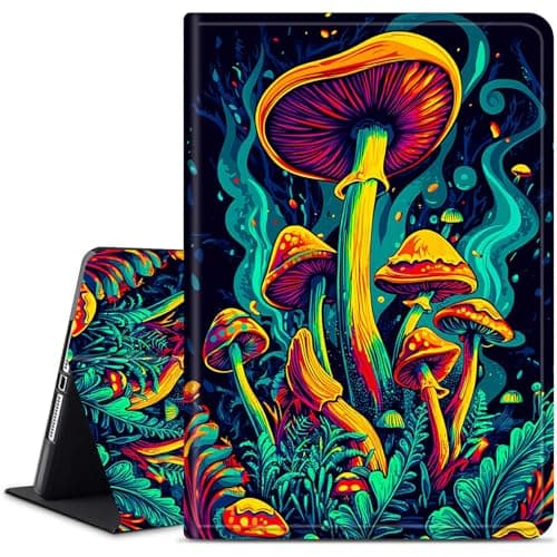 Dikoer for Samsung Galaxy Tab A 10.1 Inch 2019 Model SM-T515/T510 Tablet Case, Slim KickstandStand Leather Smart Cover for Women Men with Auto Wake/Sleep, Mushroom Forest Dark