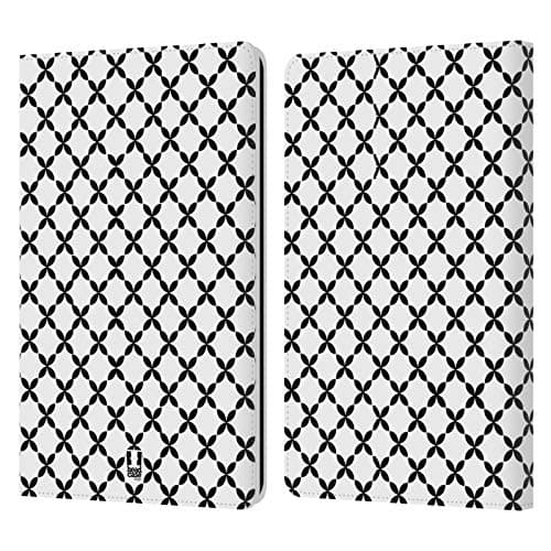 Head Case Designs X Marks Black and White Patterns Leather Wallet Case Compatible with Kindle Paperwhite 1/2 / 3