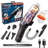 Pocket Vac Reach Handheld Vacuum w/ 3ft Extension Wand – Cordless 2-in-1 Blower & Portable Car Vacuum Cleaner, Mini Hand Vacuum for Furniture, Keyboard & Tight Spaces - w/ 8-Piece Attachment Kit
