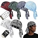 serfpardis Cooling Skull Cap Head Scarf, Breathable Sweat Wicking Head Wrap Bandana Hat, Lightweight Safety Helmet Liner (6Pcs)