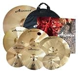 Arborea AP Series Professional 7-Piece B20 Bronze Cymbal Set, 10/14/16/20" + 16" 6-Hole Effect + 18" China, Drum Cymbals for Drummers