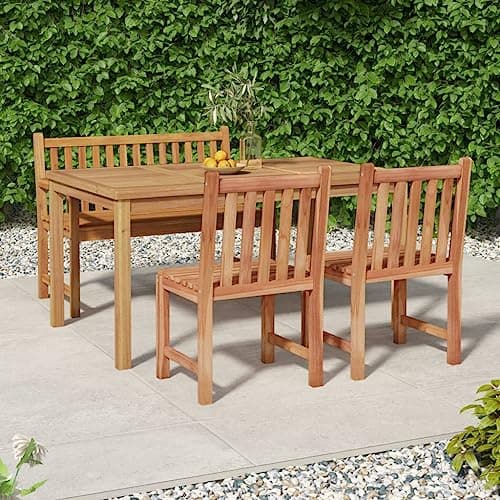 KCCKOM Garden Furniture Set 4 Piece Patio Dining Set Solid Wood Teak