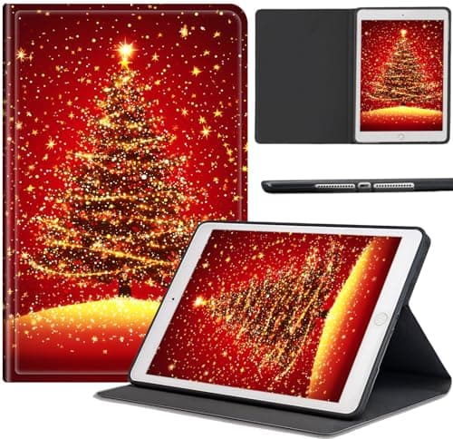 AIRWEE Case for Samsung Galaxy Tab S10 Lite / S10 FE / S9 FE 10.9-Inch, Slim PU Leather Multiple-Angles Stand Full-Body Cover with Auto Wake/Sleep for Galaxy Tab 10.9", Christmas Tree