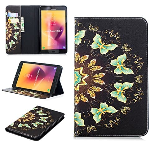 Lwaisy Galaxy Tab A 8.0 Case, Slim Fit Premium PU Leather Folio Stand Protective Cover with Card Slots for Samsung Galaxy Tab A 8.0 Inch SM-T380/T385 (2017), Blue Butterfly
